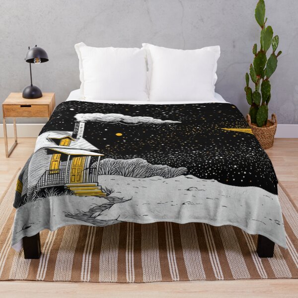 Item preview, House in winter at night with moon designed and sold by anytka.