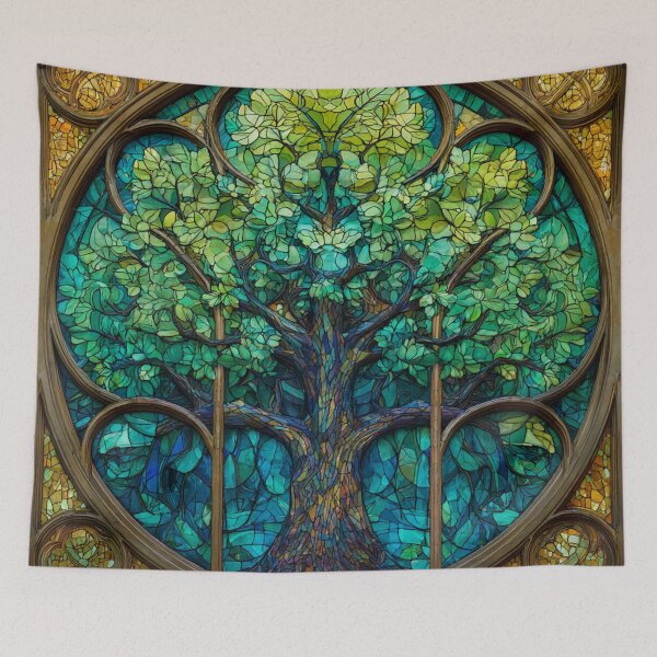 Item preview, Stained Glass Monastic Vitrail Tree Pattern designed and sold by GrinGalore.