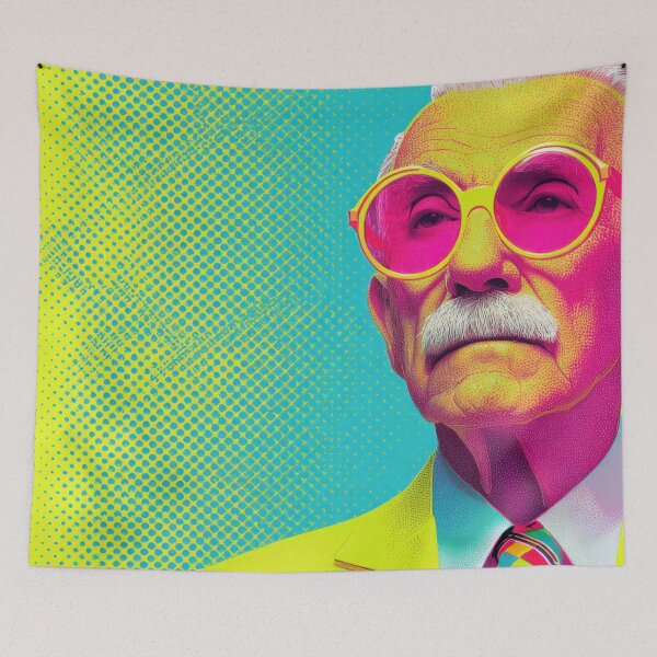 Item preview, Brightly colored mans portrait designed and sold by anytka.