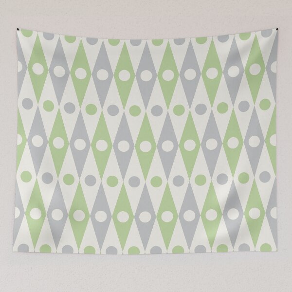 Item preview, Harlequin Diamond Chains Retro Green Grey designed and sold by Pinkdeer Designs.