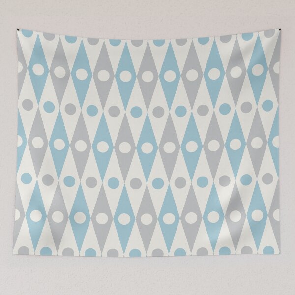 Item preview, Harlequin Diamond Chains Retro Blue Grey designed and sold by Pinkdeer Designs.