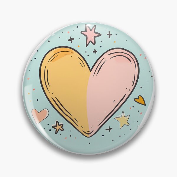 Item preview, Cute Bicolor Heart Circle Saint Valentine's Day - Pastel Doodle Stars & Hearts Art Print designed and sold by DesignArtist.ia.