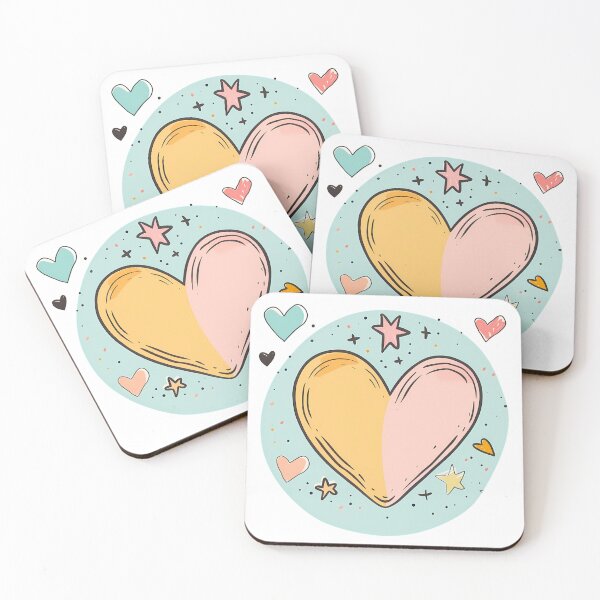 Item preview, Cute Bicolor Heart Circle Saint Valentine's Day - Pastel Doodle Stars & Hearts Art Print designed and sold by DesignArtist.ia.