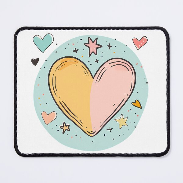 Item preview, Cute Bicolor Heart Circle Saint Valentine's Day - Pastel Doodle Stars & Hearts Art Print designed and sold by DesignArtist.ia.