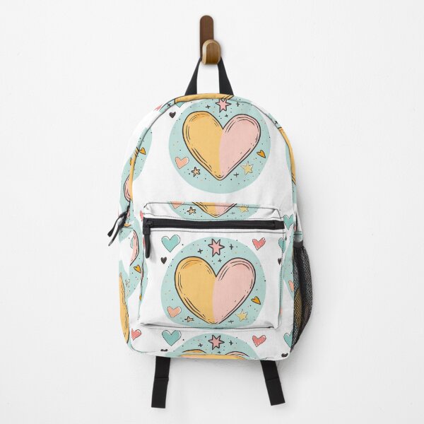 Item preview, Cute Bicolor Heart Circle Saint Valentine's Day - Pastel Doodle Stars & Hearts Art Print designed and sold by DesignArtist.ia.