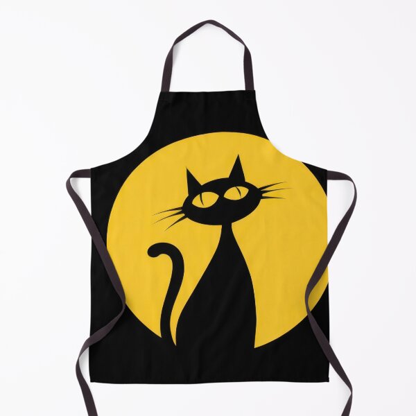 Item preview, Black cat sits under a yellow moon designed and sold by anytka.