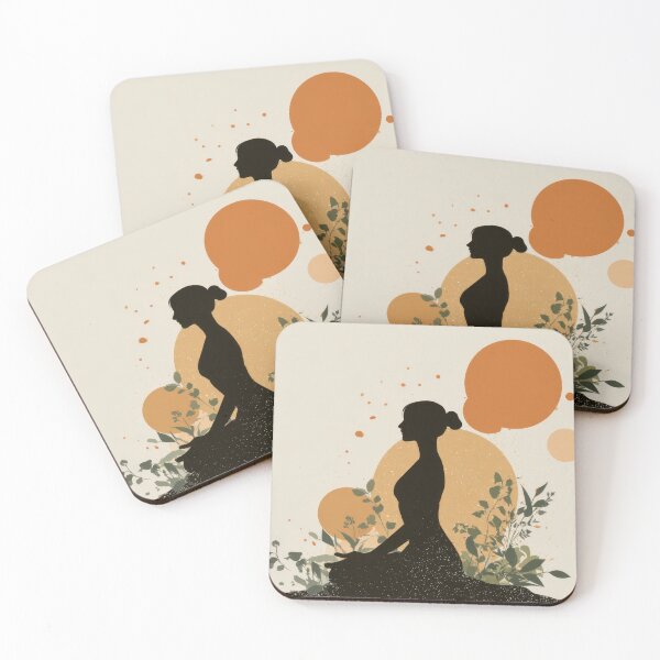 Item preview, Woman meditating with plants designed and sold by anytka.