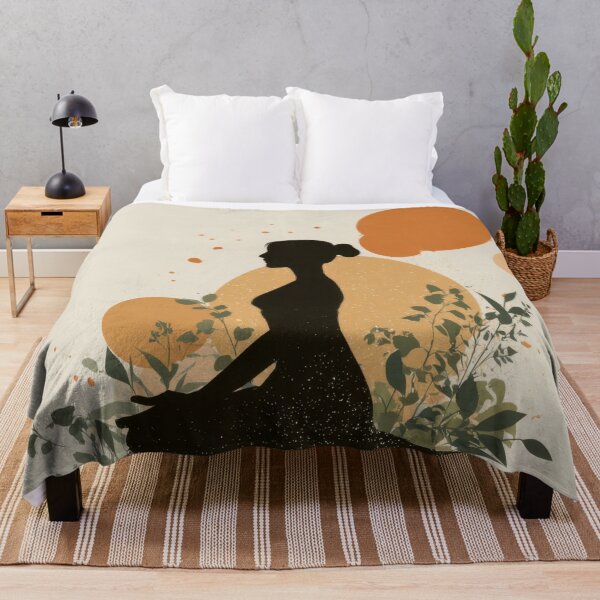 Item preview, Woman meditating with plants designed and sold by anytka.