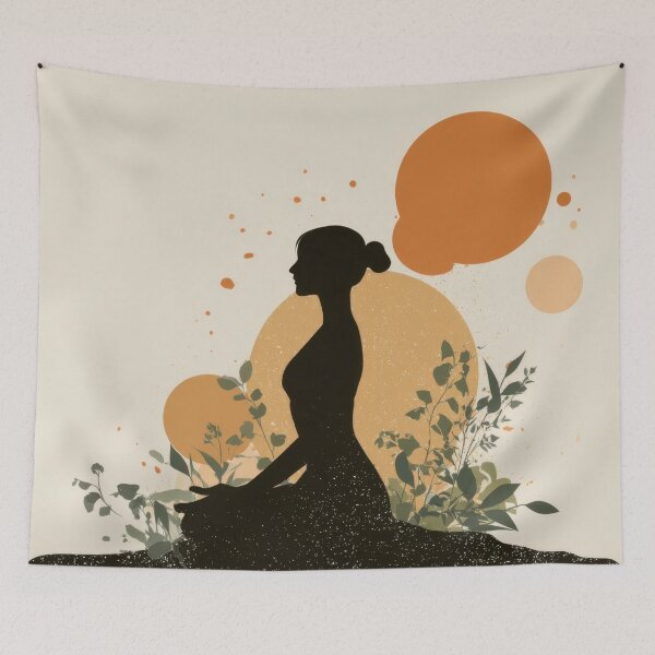 Item preview, Woman meditating with plants designed and sold by anytka.