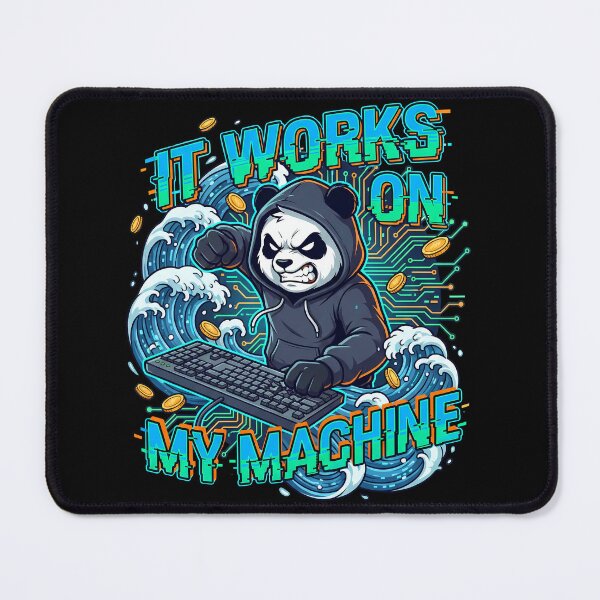 Item preview, Mad Panda Programmer: "It Works On My Machine" Developer Meme designed and sold by Tong4130.