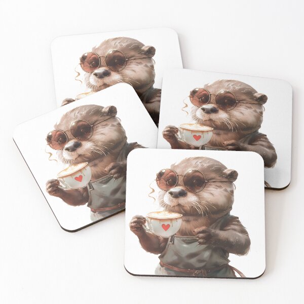 Item preview, Latte Art Otter Barista – Cool Café Critter in Sunglasses designed and sold by Beachy Beasts.