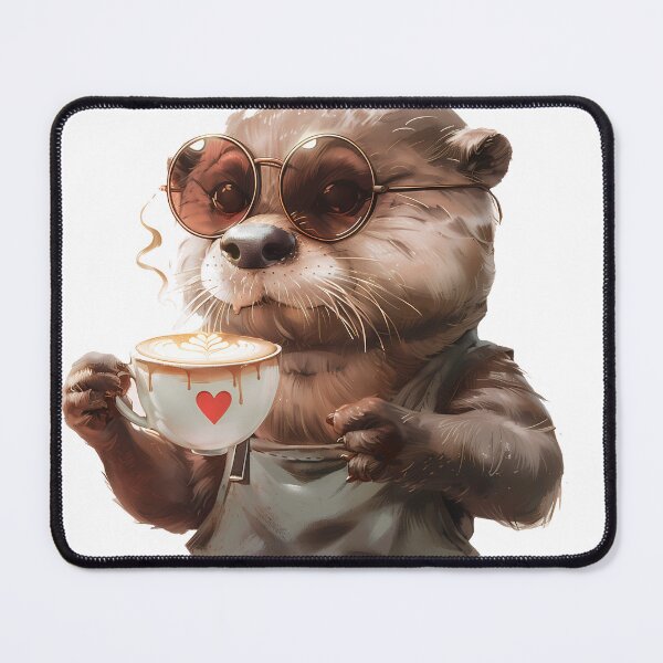 Item preview, Latte Art Otter Barista – Cool Café Critter in Sunglasses designed and sold by Beachy Beasts.