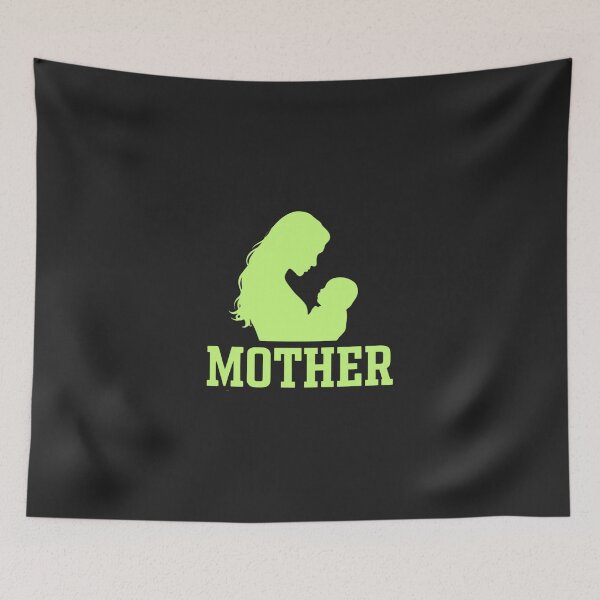 Item preview, Mother and Baby Silhouette - Minimalist Lime Green Motherhood Art designed and sold by Wonder Pixel Studio.