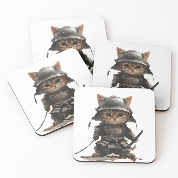 Item preview, Samurai Kitten Warrior – Cute Armored Cat with Katana designed and sold by Beachy Beasts.