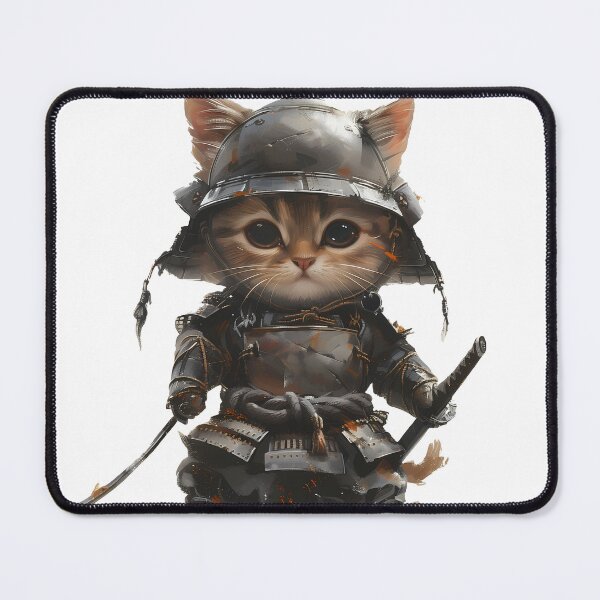 Item preview, Samurai Kitten Warrior – Cute Armored Cat with Katana designed and sold by Beachy Beasts.