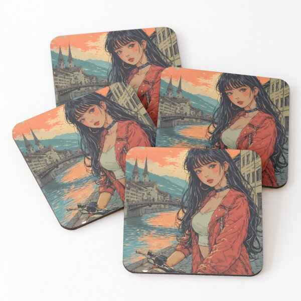 Item preview, The Alpine Rider - Retro Anime Girl and Motorcycle in Lucerne designed and sold by JacksoonLester.