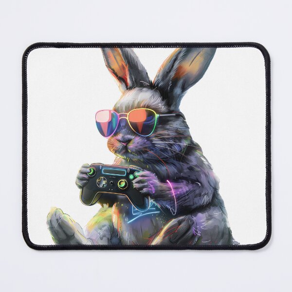 Item preview, Neon Gamer Bunny – Cool Rabbit with Controller & Shades designed and sold by Beachy Beasts.
