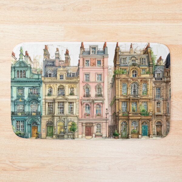 Item preview, Vivid buildings on a city streetBuildings of various colors sit close together on a city street. Each structure has unique designs and details on the facades. designed and sold by anytka.