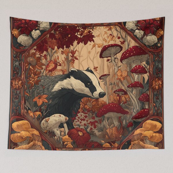 Item preview, Badger in a Mushroom Forest - Autumn & Halloween designed and sold by Mission Ready.