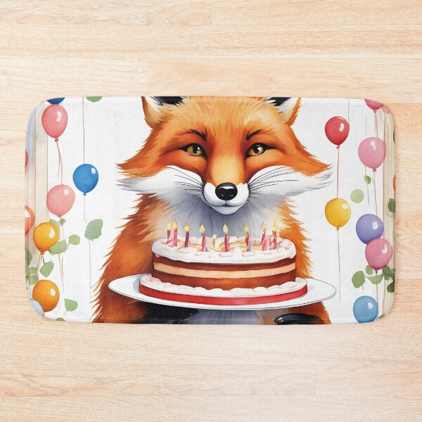 Item preview, Fox with birthday cake – Cute woodland animal party design designed and sold by Mauswohn.