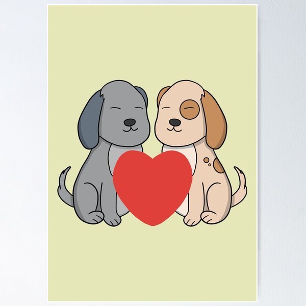Item preview, Sweet Cartoon Puppies in Love with Big Red Heart designed and sold by shopdiego.