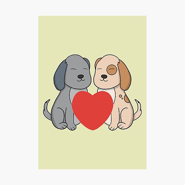 Item preview, Sweet Cartoon Puppies in Love with Big Red Heart designed and sold by shopdiego.