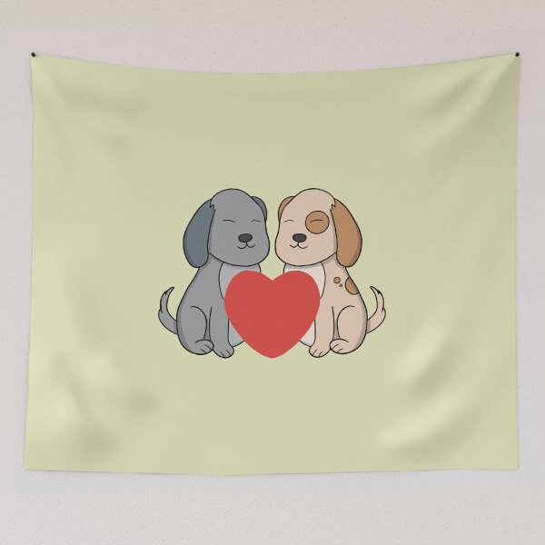 Item preview, Sweet Cartoon Puppies in Love with Big Red Heart designed and sold by shopdiego.