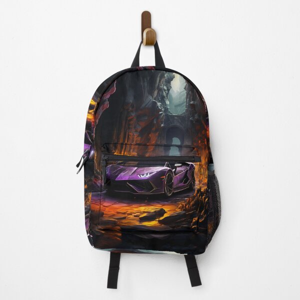 Item preview, Purple Supercar Parked In Volcanic Cave With Glowing Lava Walls designed and sold by RevUpDesign.