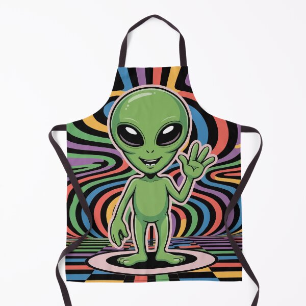 Item preview, Cute Alien Waving in Psychedelic Trippy Background designed and sold by popcorntot.