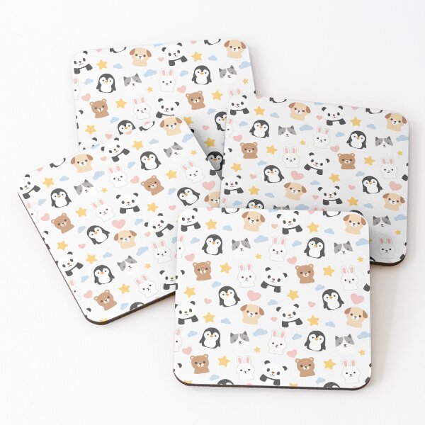 Item preview, Cute Kawaii Mixed Animal Faces Seamless Pattern designed and sold by CosmoPixelArts.