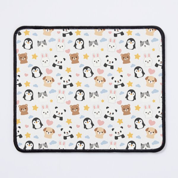 Item preview, Cute Kawaii Mixed Animal Faces Seamless Pattern designed and sold by CosmoPixelArts.
