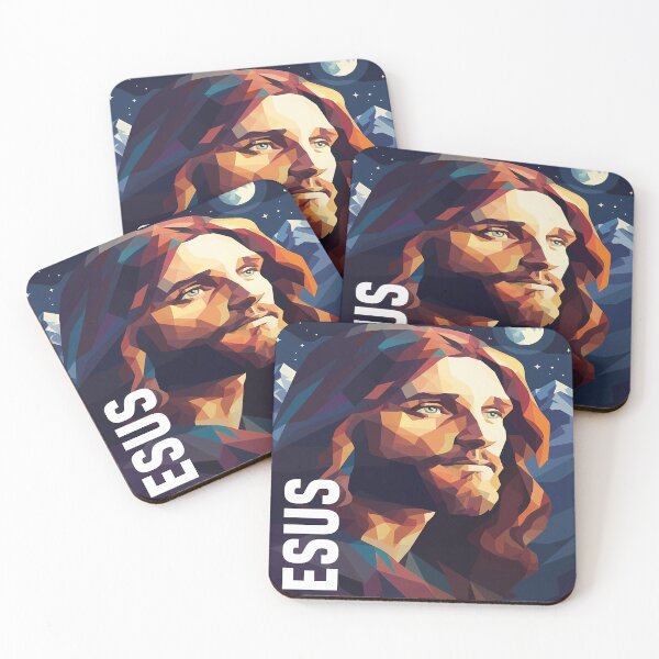 Item preview, Geometric Jesus Portrait with Mountain Backdrop designed and sold by 7She.