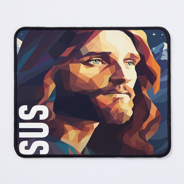 Item preview, Geometric Jesus Portrait with Mountain Backdrop designed and sold by 7She.