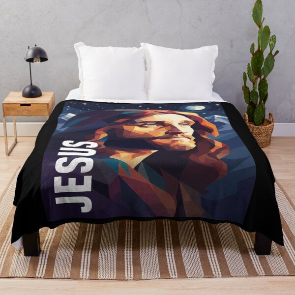 Item preview, Geometric Jesus Portrait with Mountain Backdrop designed and sold by 7She.