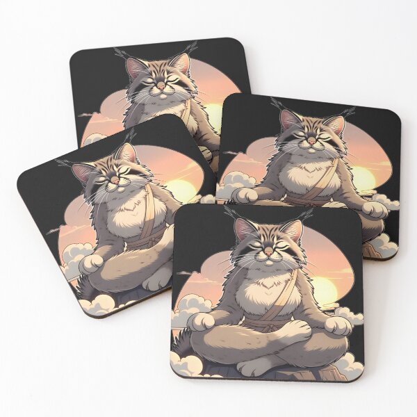 Item preview, Meditating Lynx Zen Master - Sunset Serenity Cat Portrait designed and sold by AiDigitalSanctum.