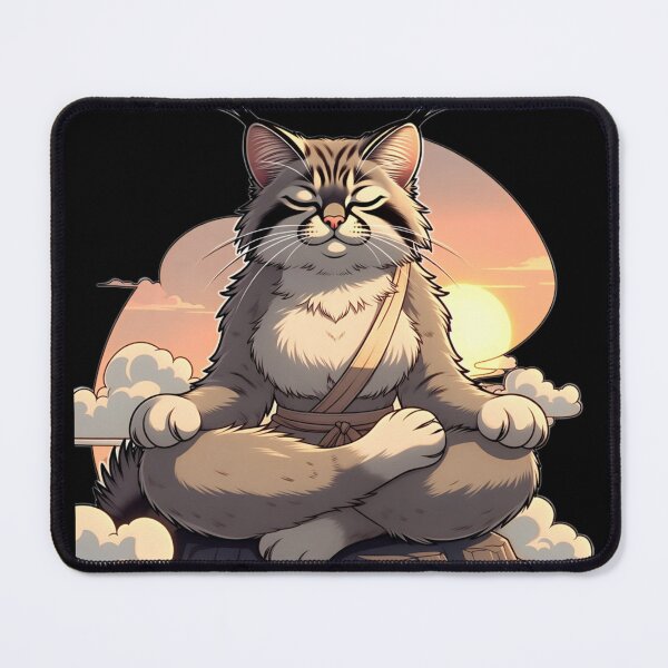 Item preview, Meditating Lynx Zen Master - Sunset Serenity Cat Portrait designed and sold by AiDigitalSanctum.