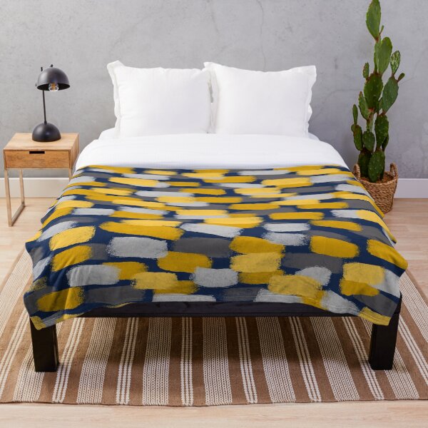 Item preview, Efecto abstracto de pincel gris y amarillo sobre azul designed and sold by OneThreeSix.