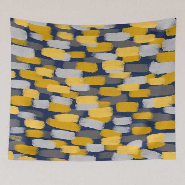 Item preview, Abstract Grey and Yellow Paint Brush Effect on Blue  designed and sold by OneThreeSix.