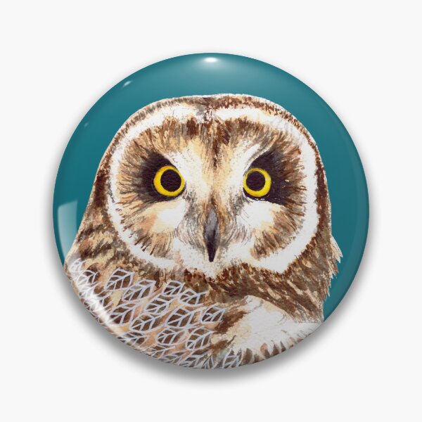 Item preview, Short-eared Owl bird watercolour painting designed and sold by art-elodie-g.
