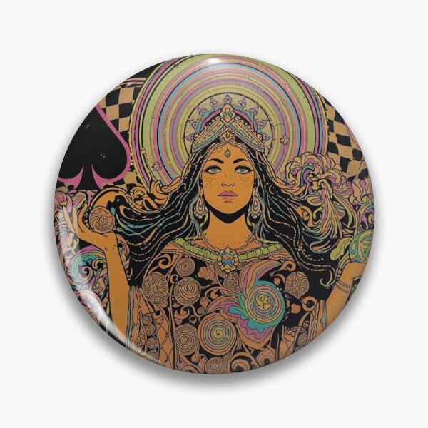 Item preview, Queen of Spades Psychedelic 70s Playing Card Art | Trippy Cosmic Goddess | Retro Hippie Tarot Style Print designed and sold by MissSaylor.