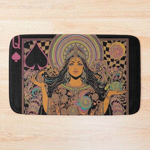 Item preview, Queen of Spades Psychedelic 70s Playing Card Art | Trippy Cosmic Goddess | Retro Hippie Tarot Style Print designed and sold by MissSaylor.
