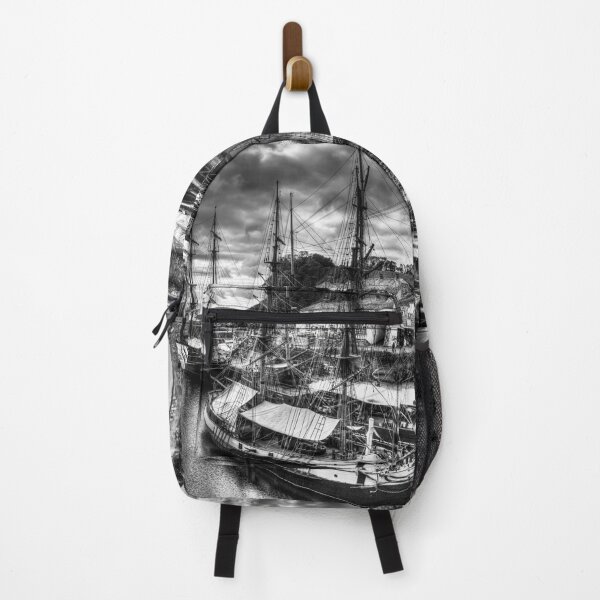 Item preview, Charlestown Harbour with Historic Tall Ships, Cornwall, England, Black And White designed and sold by Paul Thompson Photography.