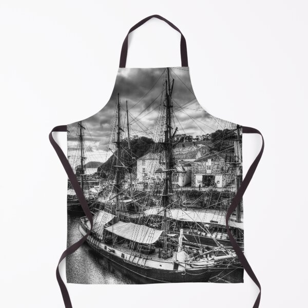 Item preview, Charlestown Harbour with Historic Tall Ships, Cornwall, England, Black And White designed and sold by Paul Thompson Photography.