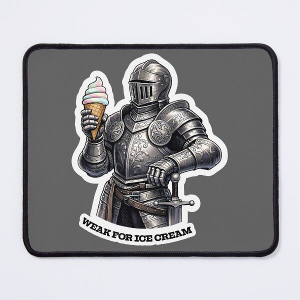 Item preview, Weak for Ice Cream – Armored Knight Humor Illustration designed and sold by Sepinik.