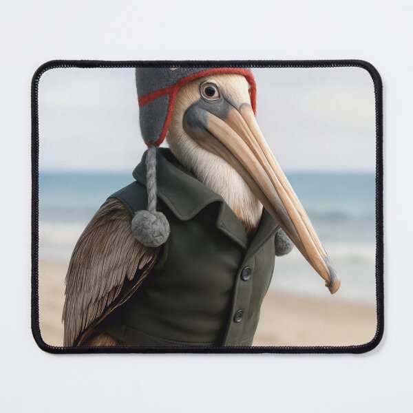 Item preview, Pelican On a Fence Post Wearing a Vest and Hat designed and sold by Maria Dryfhout.