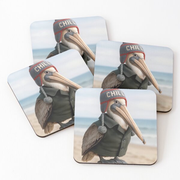 Item preview, Pelican On a Fence Post Wearing a Vest and Hat designed and sold by Maria Dryfhout.