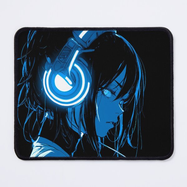 Item preview, Neon Headset Anime Girl – Blue Soundwave Glow designed and sold by NeonHorizon Studio.