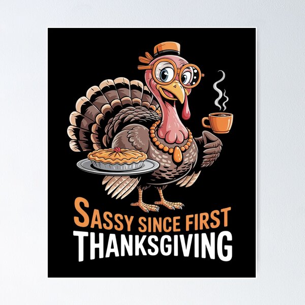 Item preview, Glam Turkey Drinking Coffee Bow Thanksgiving Women Teen Kids  0 designed and sold by DigitaldeligArt.