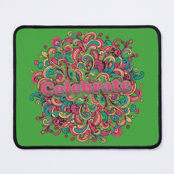 Item preview, Celebrate in Color | Vibrant Paisley Mandala Typography Art designed and sold by InkWeaveShop.