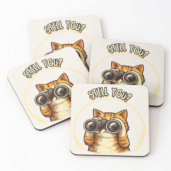 Item preview, Still You? | Funny Judgy Cat with Binoculars Retro Illustration designed and sold by RokaWorld.